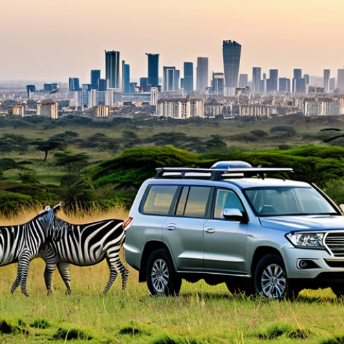 Home 6 Nairobi National Park Safari**
"A professional photograph of a safari vehicle in Nairobi National Park at sunrise, fully clothed tourists are observing a herd of zebras grazing in the foreground with the Nairobi skyline in the distance, safe for work, appropriate content, fully clothed, professional, perfect anatomy, correct proportions, well-formed hands, proper finger count, natural body proportions, modest attire, family-friendly."
**