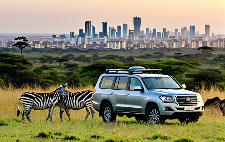 Nairobi National Park Safari**

"A professional photograph of a safari vehicle in Nairobi National Park at sunrise, fully clothed tourists are observing a herd of zebras grazing in the foreground with the Nairobi skyline in the distance, safe for work, appropriate content, fully clothed, professional, perfect anatomy, correct proportions, well-formed hands, proper finger count, natural body proportions, modest attire, family-friendly."

**