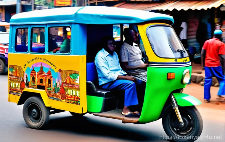 케냐의 화폐와 환전 - **M-Pesa Mobile Money Transaction**: A modern and bustling street scene in a Kenyan town, depicting ...