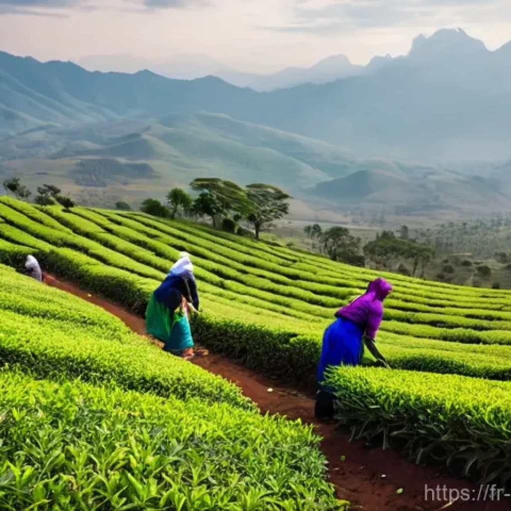 케냐 홍차 수출 - **Prompt 1: Kenyan Tea Harvest in the Golden Hour**
    "A breathtaking wide-angle shot of a vast, e...