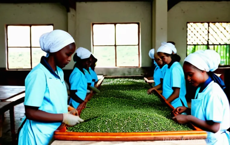 케냐 홍차 수출 - **Prompt 1: Kenyan Tea Harvest in the Golden Hour**
    "A breathtaking wide-angle shot of a vast, e...