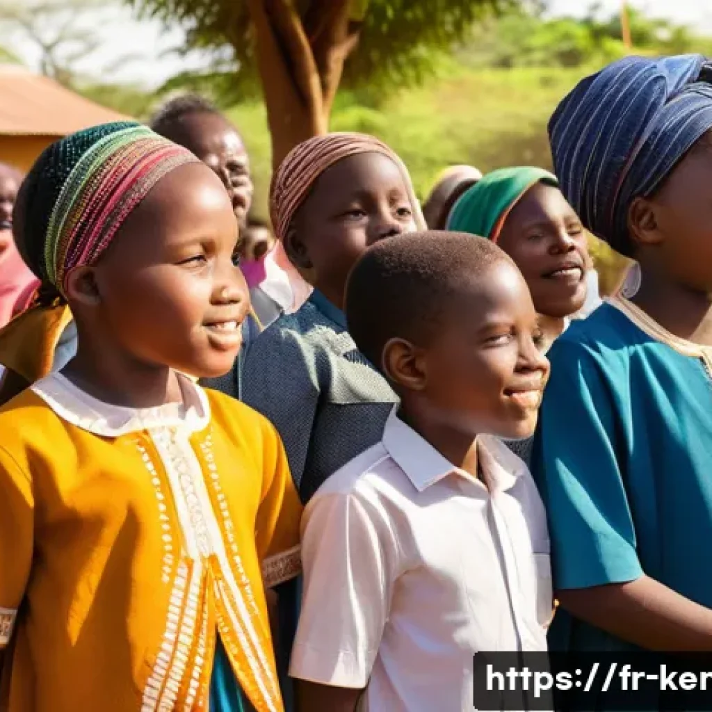 케냐의 종교 구성 - A vibrant Kenyan rural church scene during a Sunday service: diverse congregation of men, women, and...