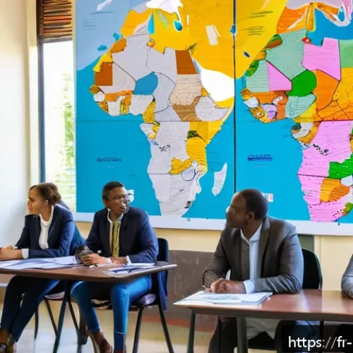 케냐의 민주주의 발전 - A vibrant scene of a Kenyan local government meeting in a modern county hall, featuring diverse comm...